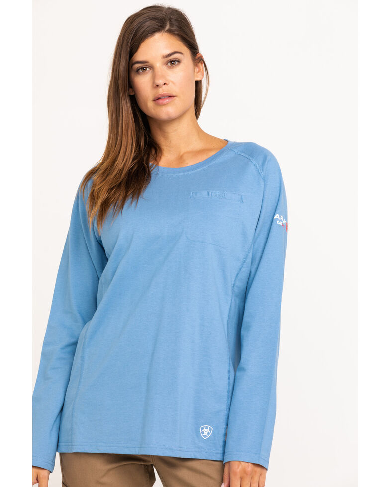 Ariat Women's Air Crew FR T-Shirt, Blue, hi-res