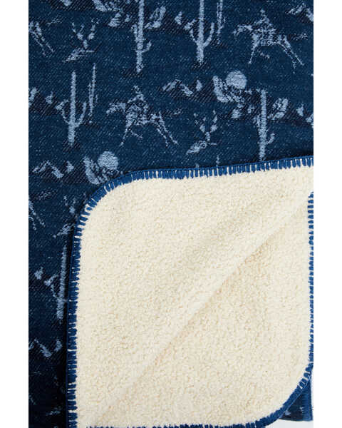 Image #3 - Rock & Roll Denim Conversation Print Jacquard Berber Lined Blanket , Blue, hi-res