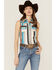 Image #1 - Cowgirl Hardware Women's Serape Striped Sleeveless Snap Western Shirt, Turquoise, hi-res