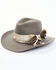 Shyanne Women's Distressed Mirando Ribbon Band Wool Felt Western Hat , Grey, hi-res