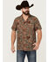 Image #1 - Cinch Men's Camp Conversational Print Short Sleeve Button-Down Performance Stretch Western Shirt, Brown, hi-res