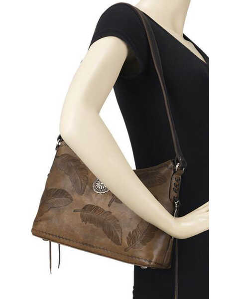 American West Women's Sacred Bird Shoulder Bag , Distressed Brown, hi-res