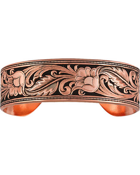 Image #1 - Montana Silversmiths LeatherCut Floral Cuff Bracelet, Copper, hi-res