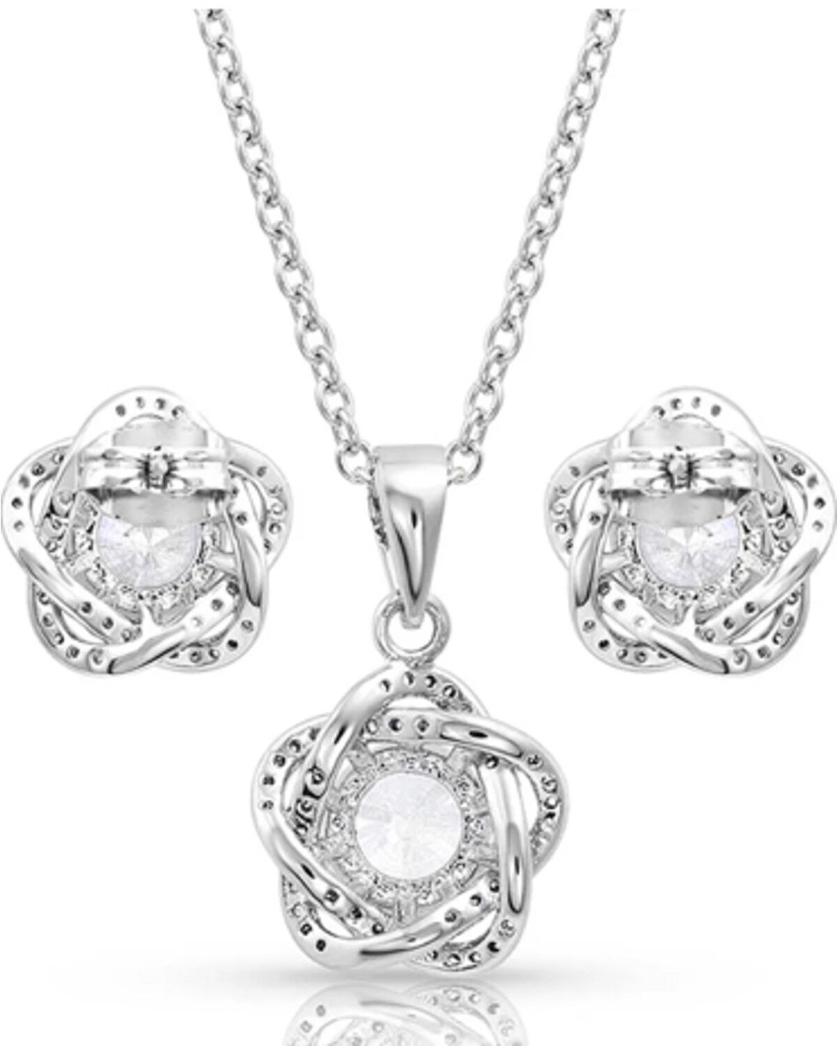 Image #2 - Montana Silversmiths Women's Starlight Flower Jewelry Set - 2 Piece, Silver, hi-res