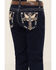 Image #4 - Miss Me Girls' Dark Wash Wing Cross Pocket Bootcut Stretch Denim Jeans , Blue, hi-res
