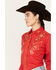 Image #2 - Rockmount Ranchwear Women's Floral Embroidered Long Sleeve Pearl Snap Western Shirt, Red, hi-res