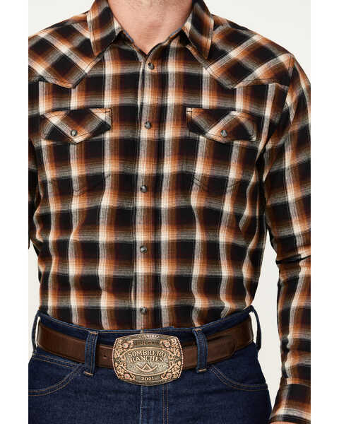Image #3 - Cody James Men's Rhythm Plaid Print Long Sleeve Snap Western Flannel Shirt, Red, hi-res