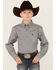 Image #1 - Cinch Boys' Geo Print Long Sleeve Button Down Western Shirt, Grey, hi-res
