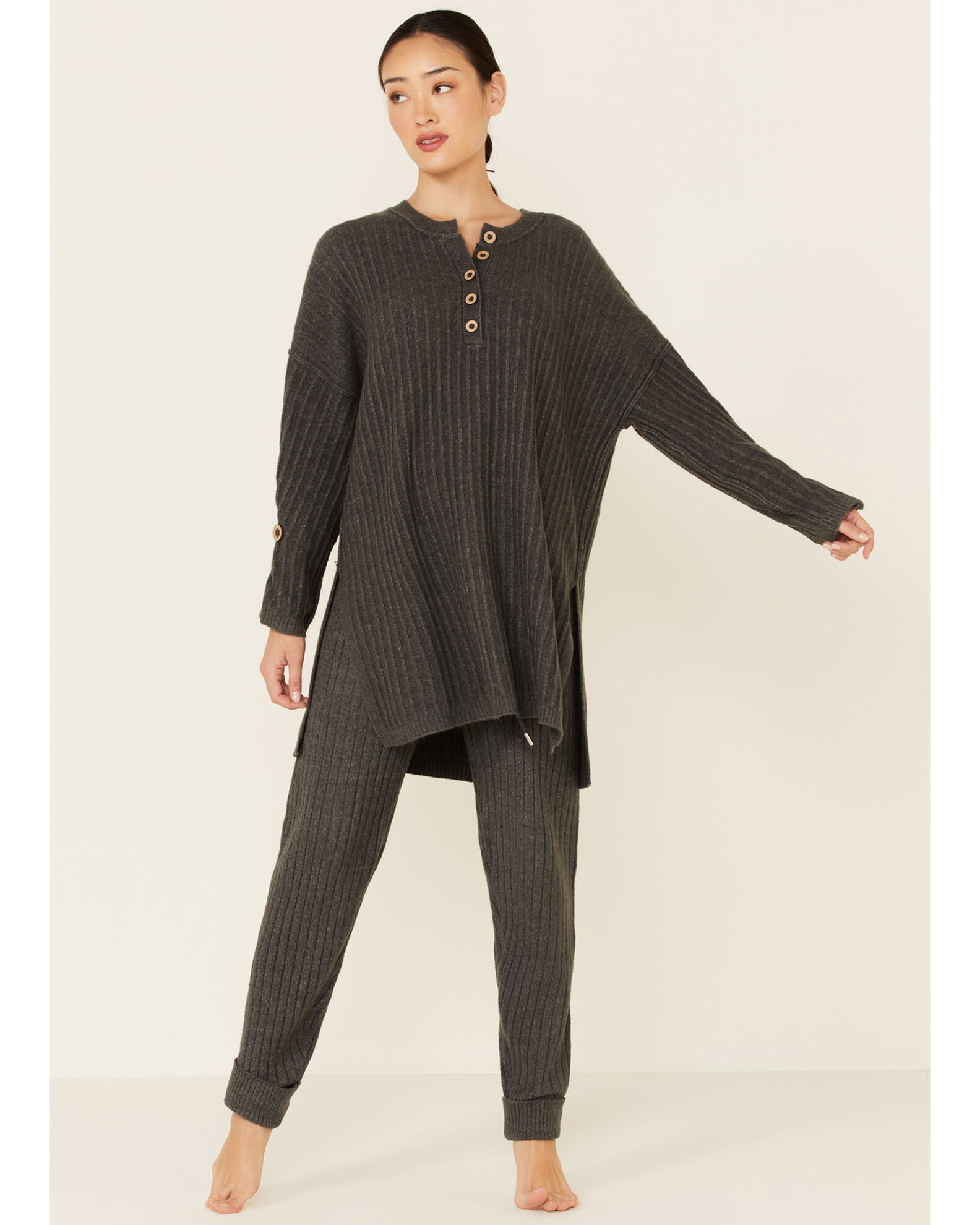 Image #1 - Free People Women's Around The Clock Jogger Sweatpants, Charcoal, hi-res