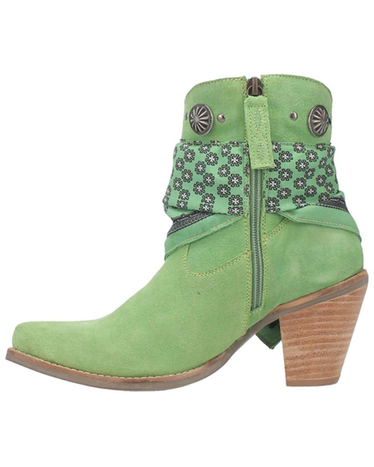 Image #3 - Dingo Women's Suede Bandida Western Booties - Round Toe, Moss Green, hi-res