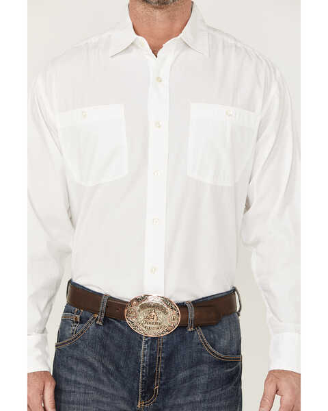 Image #3 - Resistol Men's Solid Long Sleeve Button Down Western Shirt , White, hi-res