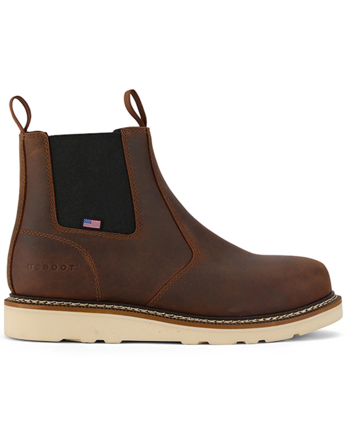 Image #2 - US Boot Men's James 6" Chelsea Work Boots - Soft Toe, Brown, hi-res
