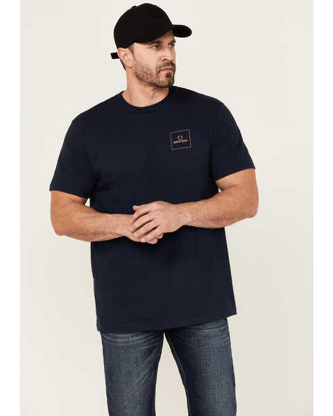 Image #1 - Brixton Men's Alpha Square logo Short Sleeve Graphic T-Shirt , Navy, hi-res