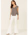 Image #2 - Tres Aves Women's Solid Gray Oversized Double V-Neck Short Sleeve Top , Grey, hi-res