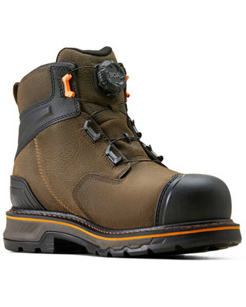 Image #1 - Ariat Men's 6" Stump Jumper BOA Waterproof Work Boots - Composite Toe, Brown, hi-res