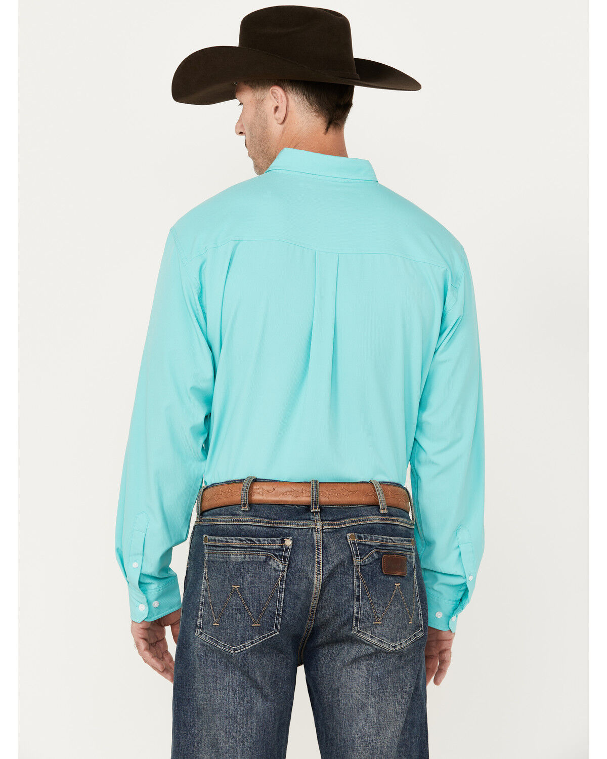 Image #4 - Cinch Men's ARENAFLEX® Solid Long Sleeve Button-Down Western Shirt, Turquoise, hi-res