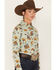 Image #2 - Cruel Girl Women's Western Toss Print Long Sleeve Snap Shirt, Green, hi-res