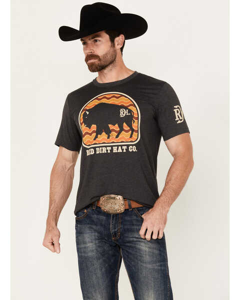 Red Dirt Hat Men's Wild And Wooly Buffalo Short Sleeve Graphic T-Shirt, Charcoal, hi-res