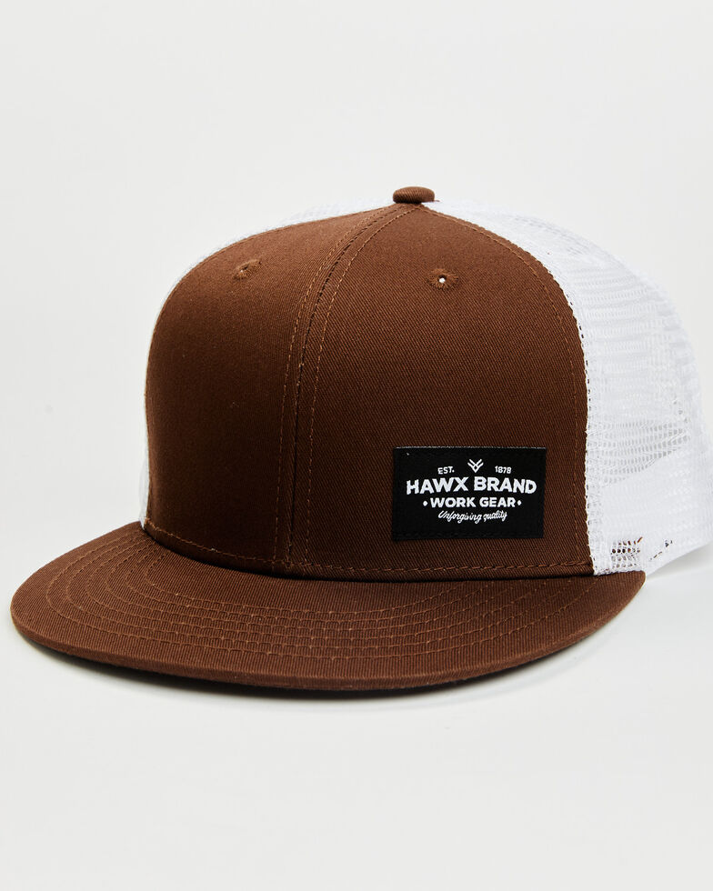Hawx Men's Brown Small Corner Patch Mesh-Back Ball Cap , Brown, hi-res