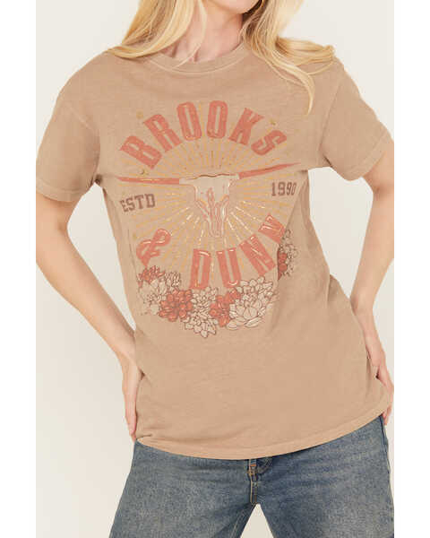 Image #3 - Goodie Two Sleeves Women's Brooks & Dunn Oversized Foil Graphic Tee, Tan, hi-res