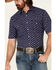 Roper Men's Floral Print Short Sleeve Snap Western Shirt , Navy, hi-res