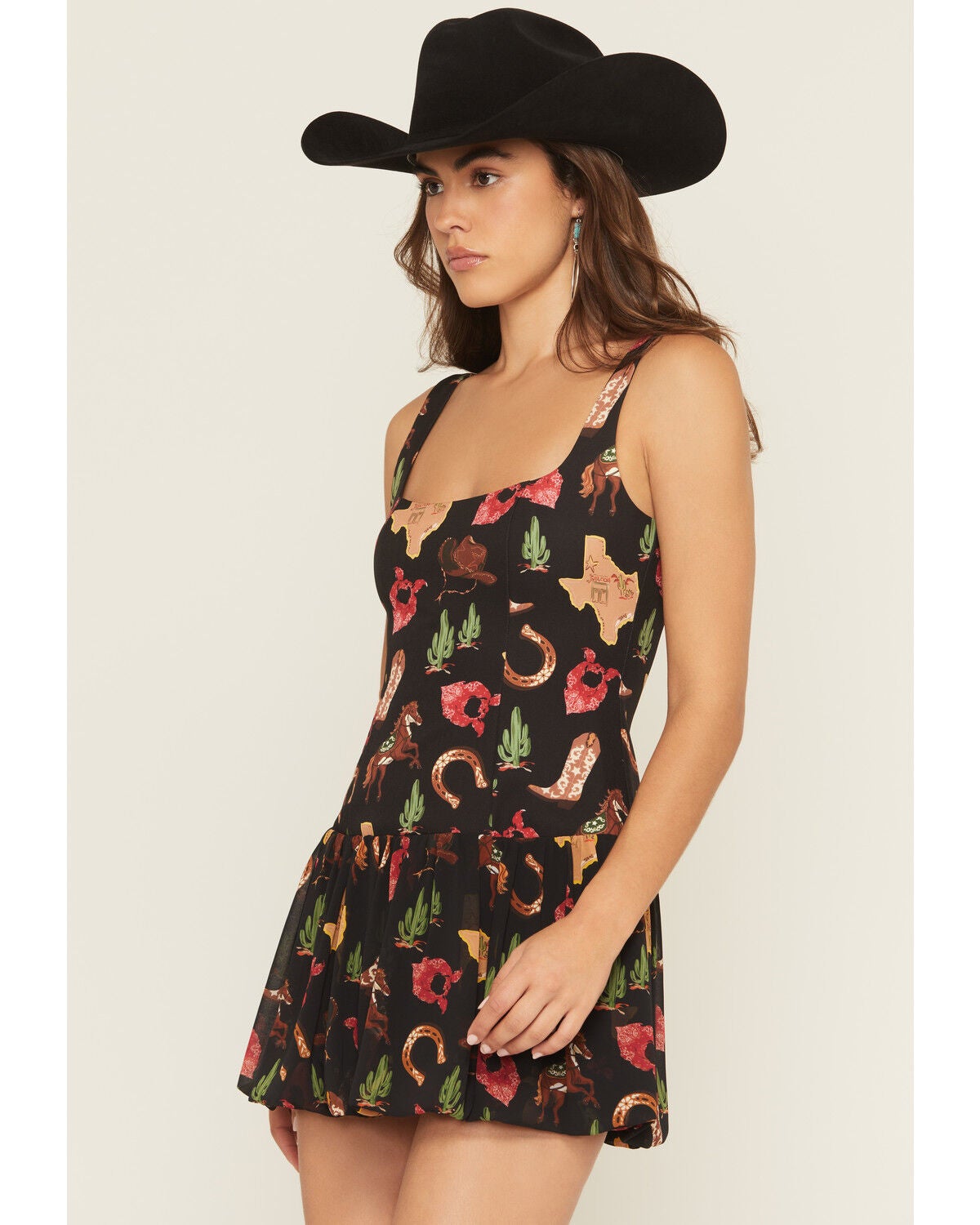 Image #2 - Show Me Your Mumu Women's Texas Hold Em Printed Malro Sleeveless Mini Dress, Black, hi-res
