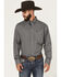 Image #1 - Wrangler Men's Micro Geo Print Long Sleeve Button-Down Western Shirt - Tall, Black, hi-res