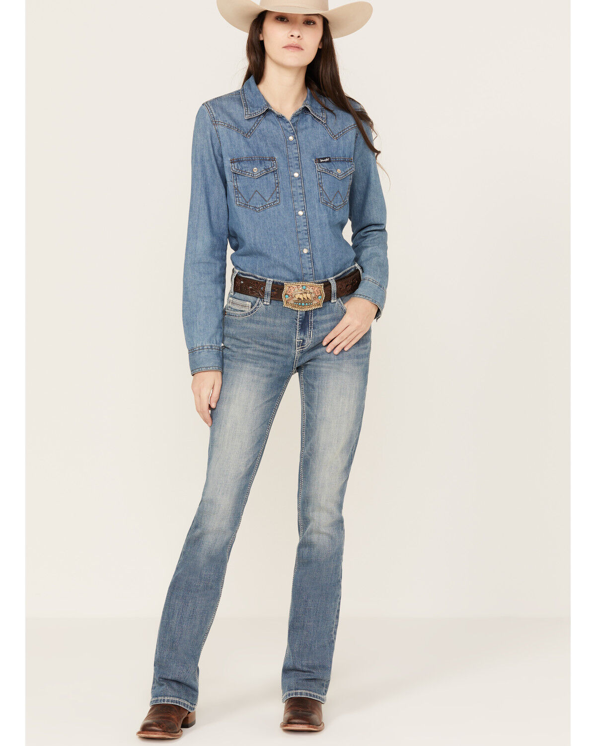 Image #3 - Rock & Roll Denim Women's Light Wash Mid Rise Bootcut Jeans, Light Wash, hi-res
