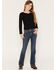 Image #3 - Shyanne Girls' Dark Wash Shayla Bootcut Stretch Denim Jeans, Dark Wash, hi-res