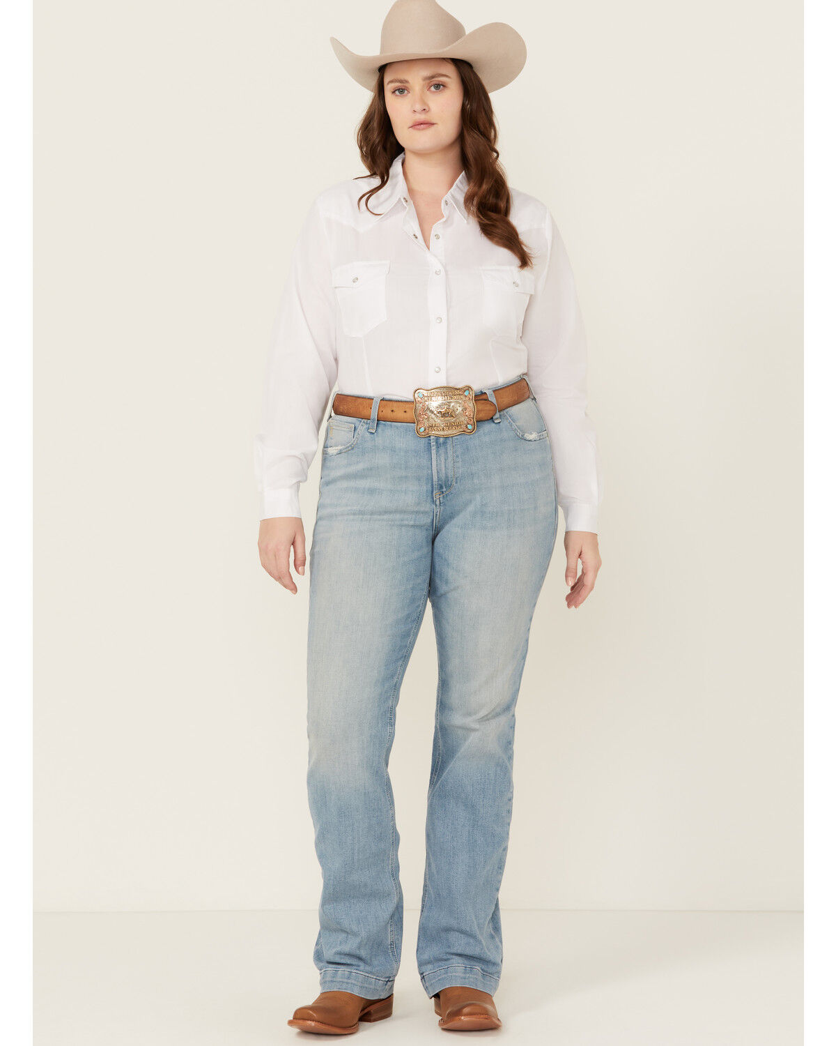 Image #3 - Ariat Women's Nia Light Wash Perfect Rise Slim Trouser Stretch Denim Jeans - Plus, Light Wash, hi-res