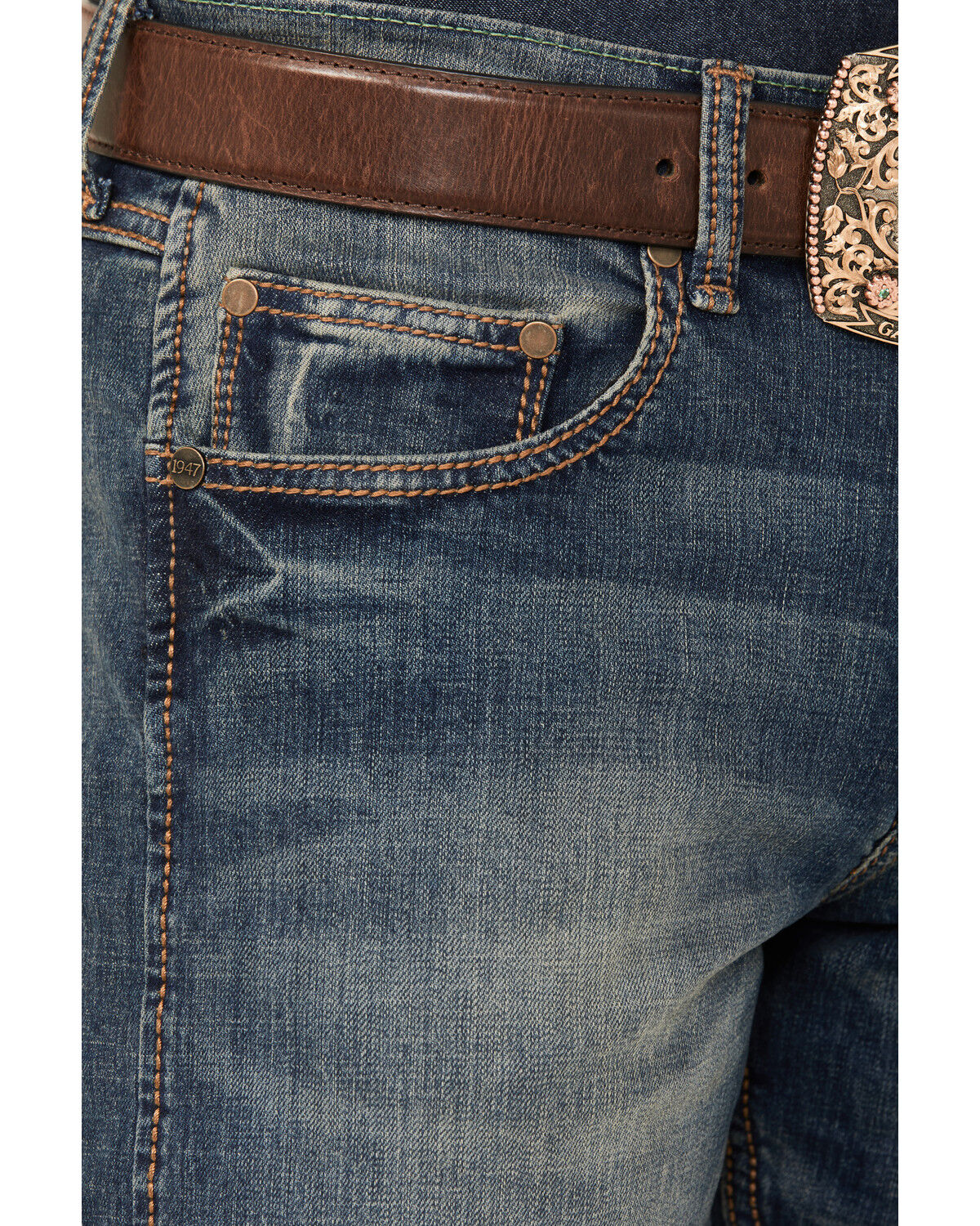 Image #5 - Wrangler Retro Men's Bozeman Medium Wash Low Rise Slim Straight Jeans, Denim, hi-res
