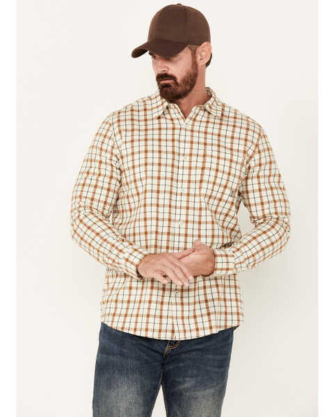 Image #1 - Brothers and Sons Men's Archer Plaid Print Long Sleeve Button Down Shirt, Light Grey, hi-res