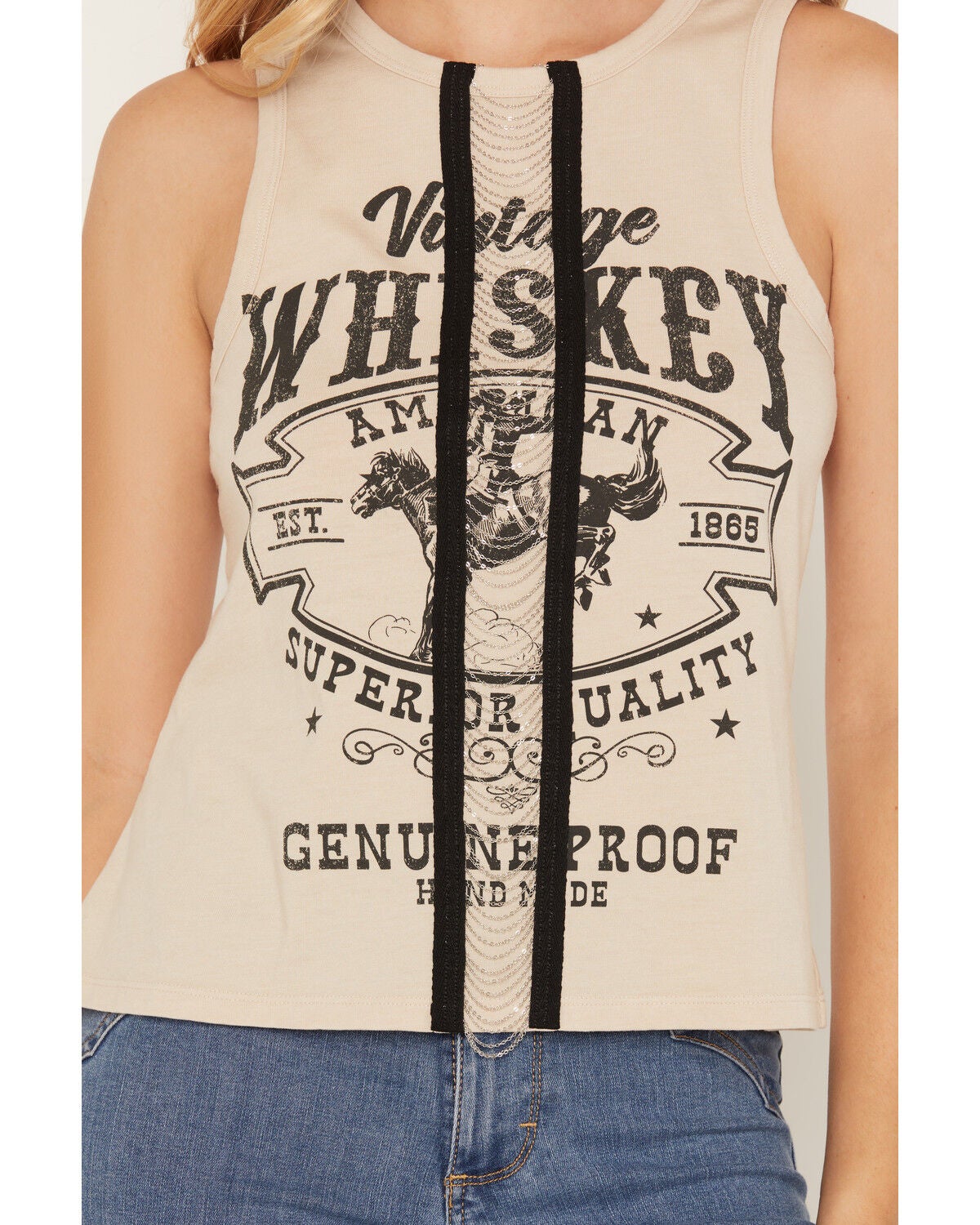 Image #3 - Blended Women's Whiskey Chain Front Tank, Tan, hi-res