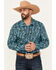 Image #1 - Rock & Roll Denim Men's Paisley Print Long Sleeve Snap Stretch Western Shirt, Teal, hi-res