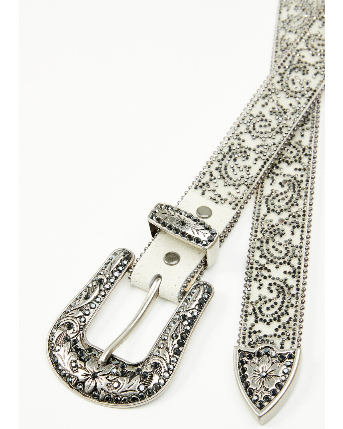 Image #3 - Shyanne Women's Stasia Rhinestone Paisley Print Belt, White, hi-res