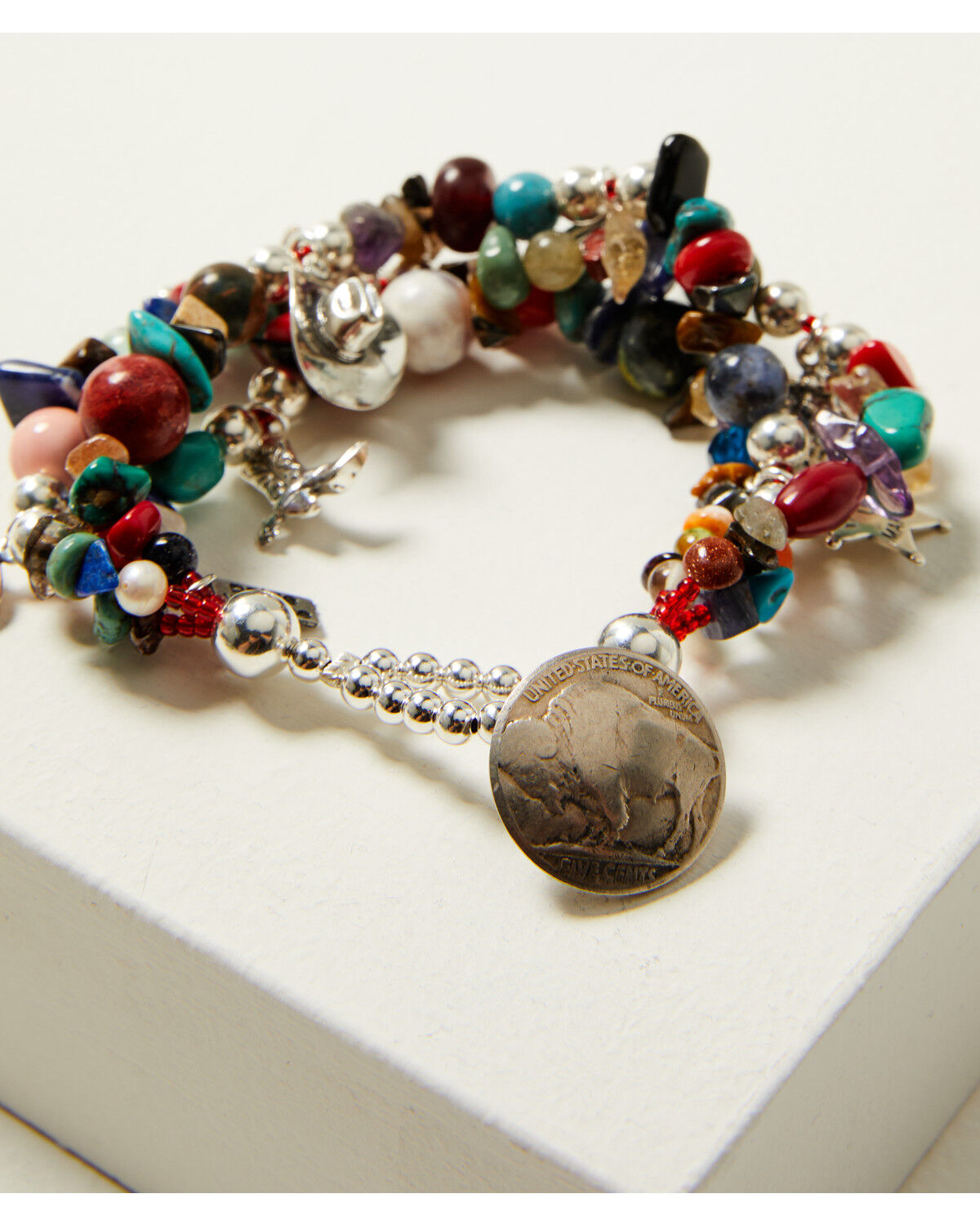 Image #2 - Paige Wallace Women's Multi Stone Western Charm Bracelet, Multi, hi-res