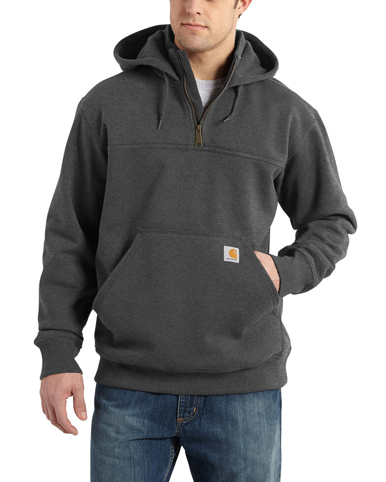 Carhartt Men's Rain Defender Paxton Hooded Zip Mock Work Sweatshirt, Charcoal, hi-res