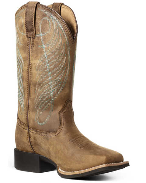 Ariat Women's Round-Up Waterproof Western Performance Boots - Square Toe, Brown, hi-res