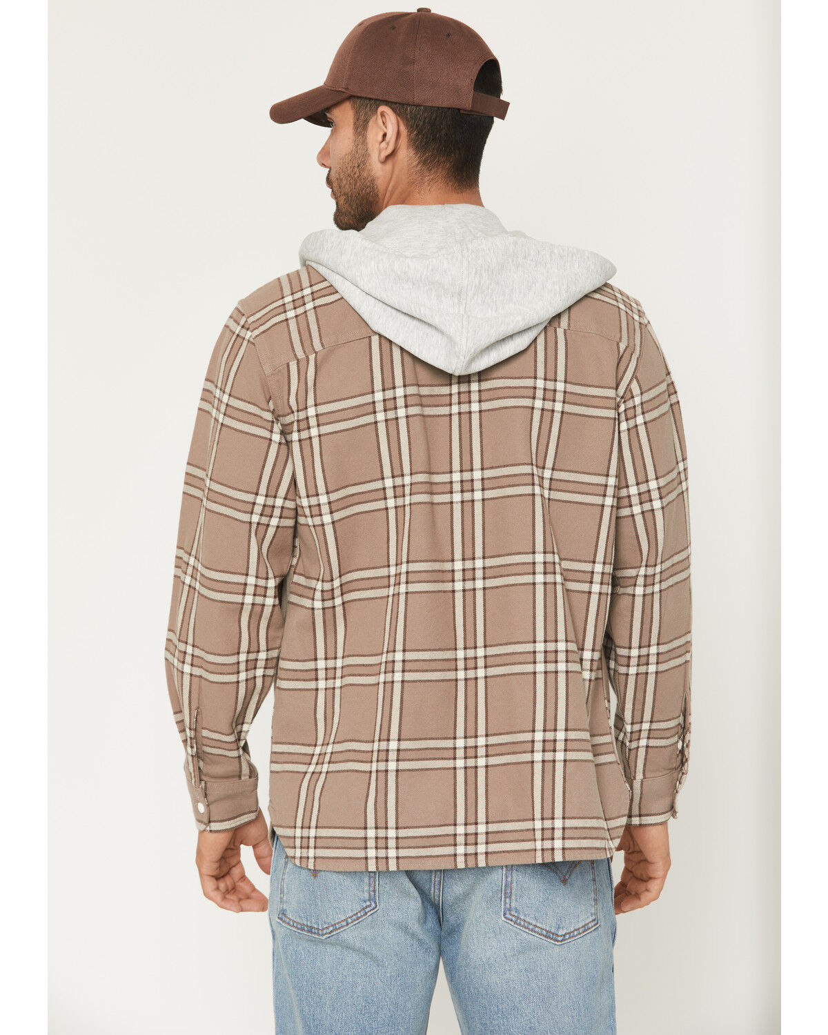 Image #4 - Levi's Men's Reeve Plaid Print Long Sleeve Button-Down Hooded Flannel Shirt, Tan, hi-res