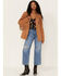 Flying Tomato Women's Faux Suede Fringe Blazer, Camel, hi-res