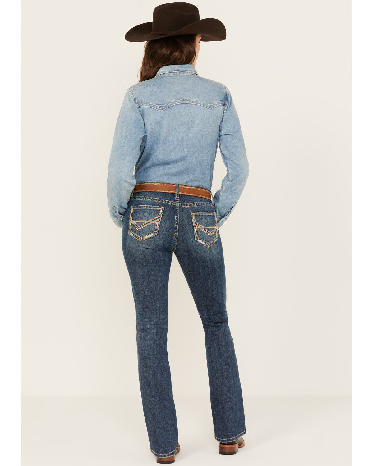 Image #1 - Panhandle Women's Medium Wash Mid Rise Stretch Riding Bootcut Jeans, Medium Wash, hi-res