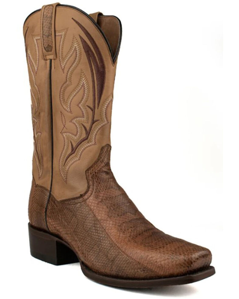 Dan Post Men's Exotic Snake Skin Leather Western Boots - Round Toe, Brown, hi-res
