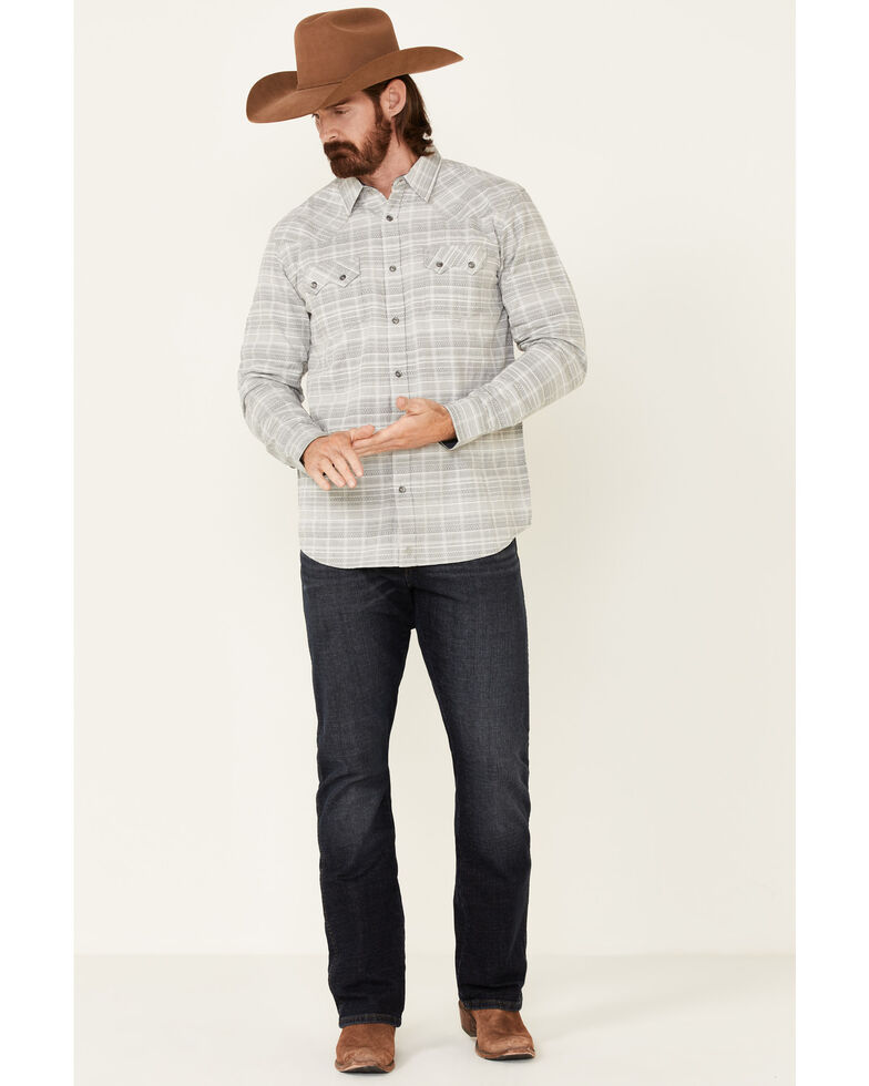 Moonshine Spirit Men's Topock Southwestern Stripe Long Sleeve Snap Western Shirt , Grey, hi-res