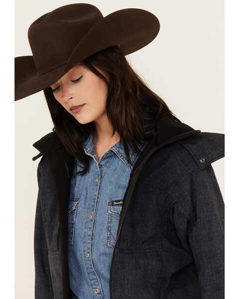 Image #3 - STS Ranchwear by Carroll Women's Dark Wash Denim Print Softshell Weston Hooded Jacket , Dark Wash, hi-res