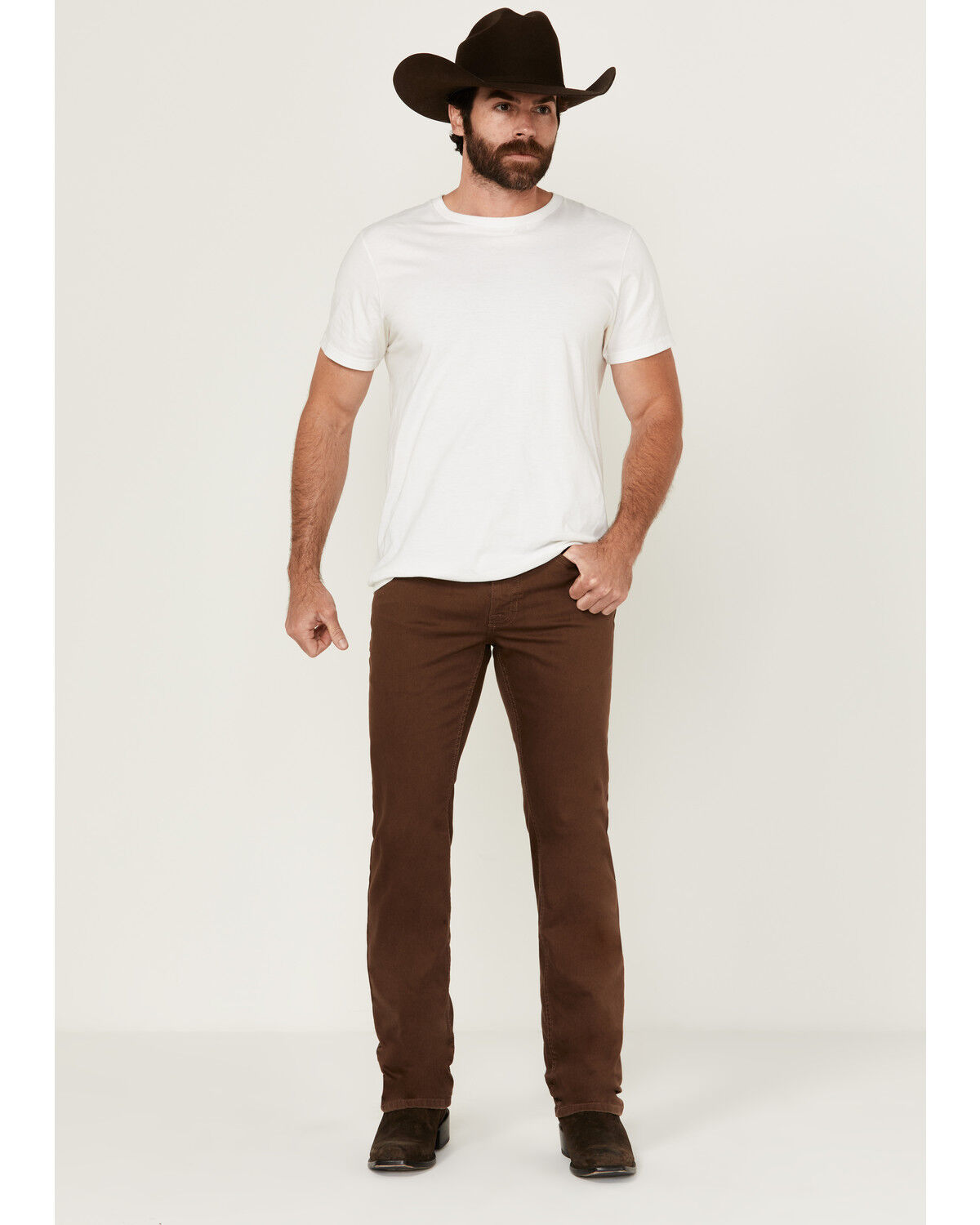 Image #1 - Cody James Men's Canyon Wash Jackson Slim Straight Stretch Denim Jeans, Dark Brown, hi-res