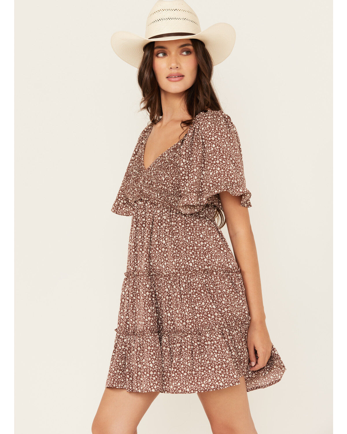 Image #2 - Yura Women's Floral Print Short Sleeve Mini Dress, , hi-res