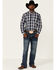Image #2 - Stetson Men's Checkered Ombre Plaid Print Long Sleeve Button Down Western Shirt , Blue, hi-res