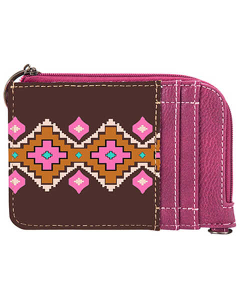 Wrangler Women's Southwestern Print Keychain Wallet , Pink, hi-res