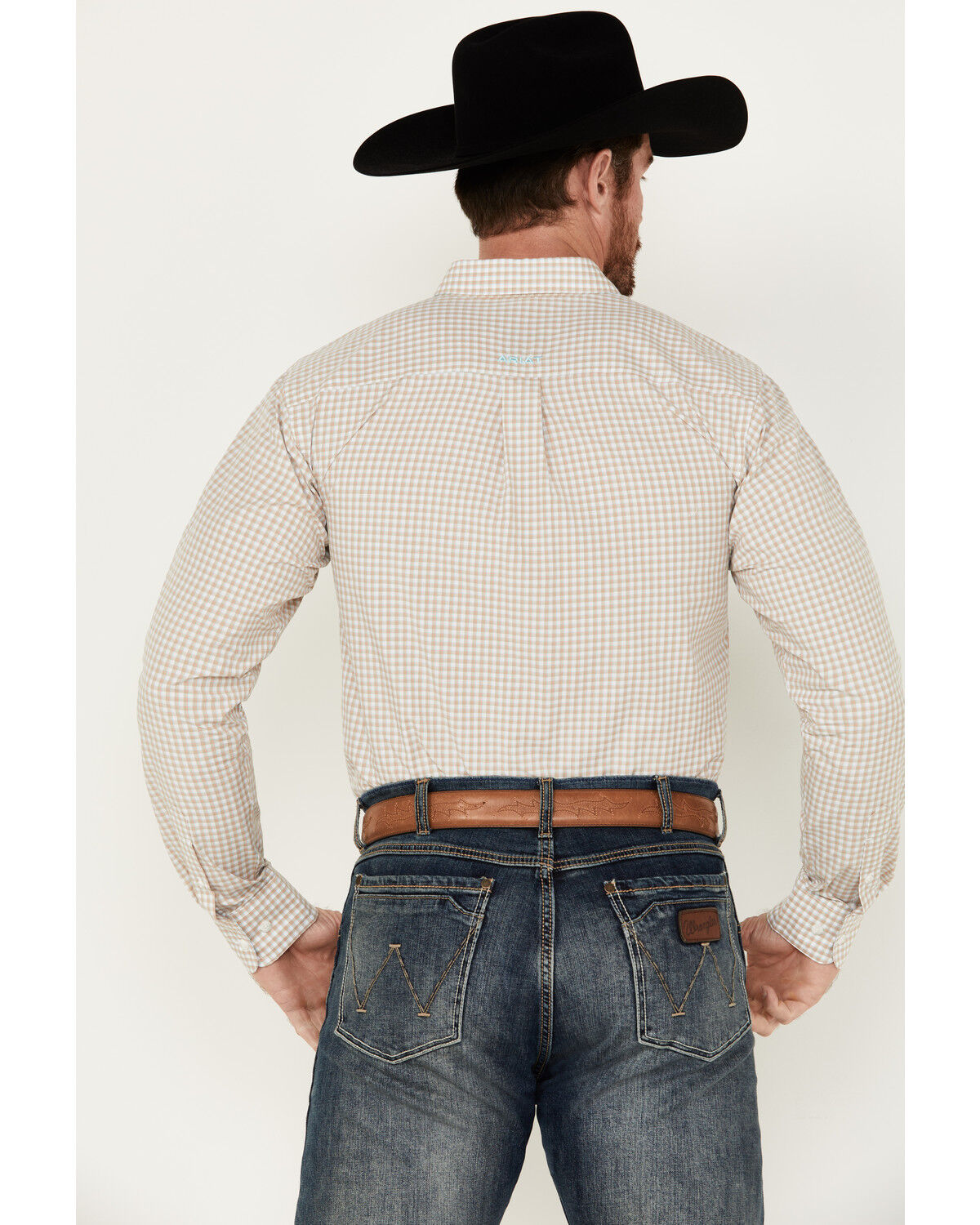Image #4 - Ariat Men's Pro Series Kiernan Plaid Print Long Sleeve Button-Down Western Shirt, Beige, hi-res