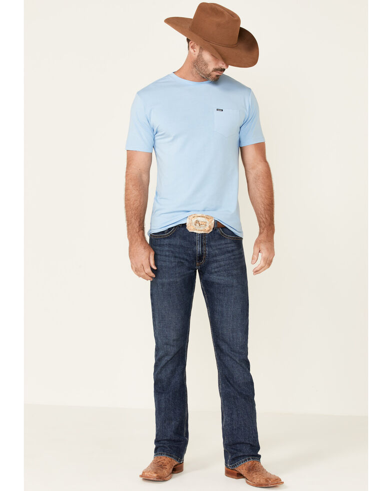 HOOey Men's Solid Premium Bamboo Short Sleeve Pocket T-Shirt , Blue, hi-res